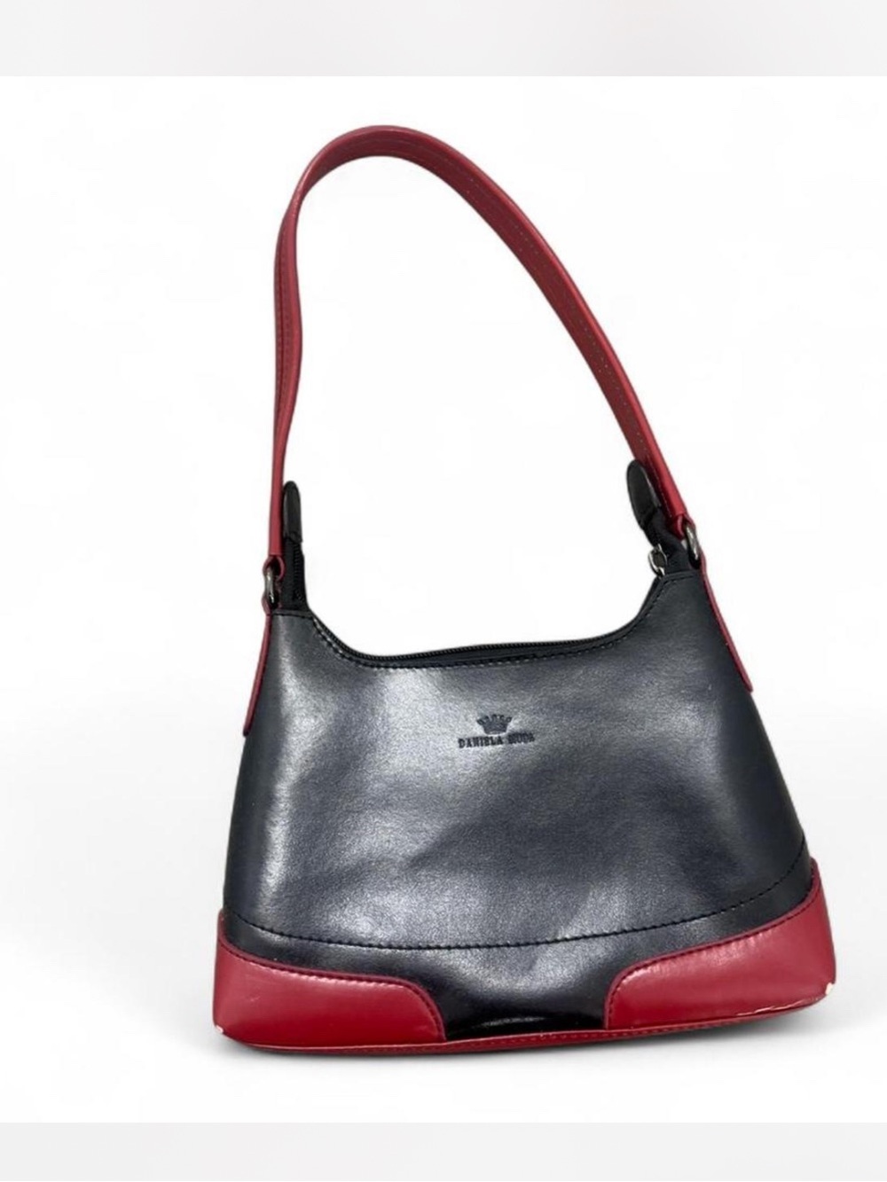Daniela Moda Black and Red Leather Shoulder Bag